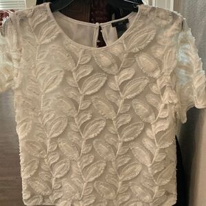 Elegant White Leaf Pattern Top